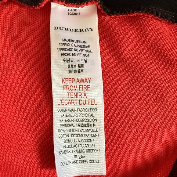 Burberry Kids Polo with Red, White, Black, and Tan Blocks - Picture 3 of 4